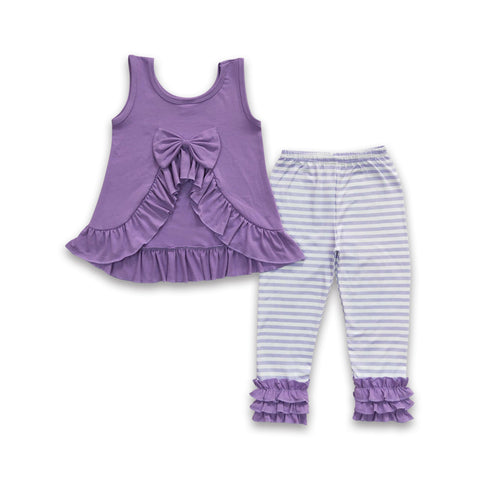 GSPO0506 kids clothes girls purple bow fall spring outfit