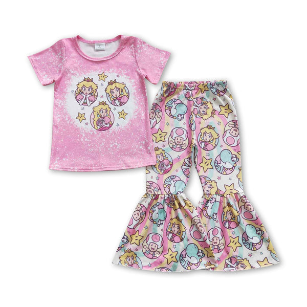 GSPO0651 baby girl clothes toddler girl bell bottom set