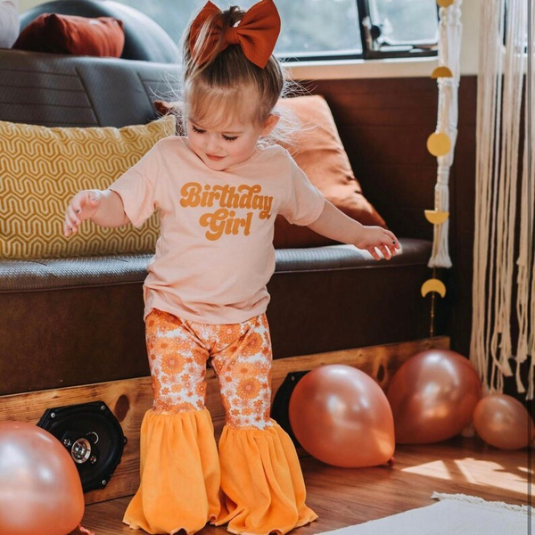 GSPO0680 baby girl clothes birthday girl girl bell bottom outfit