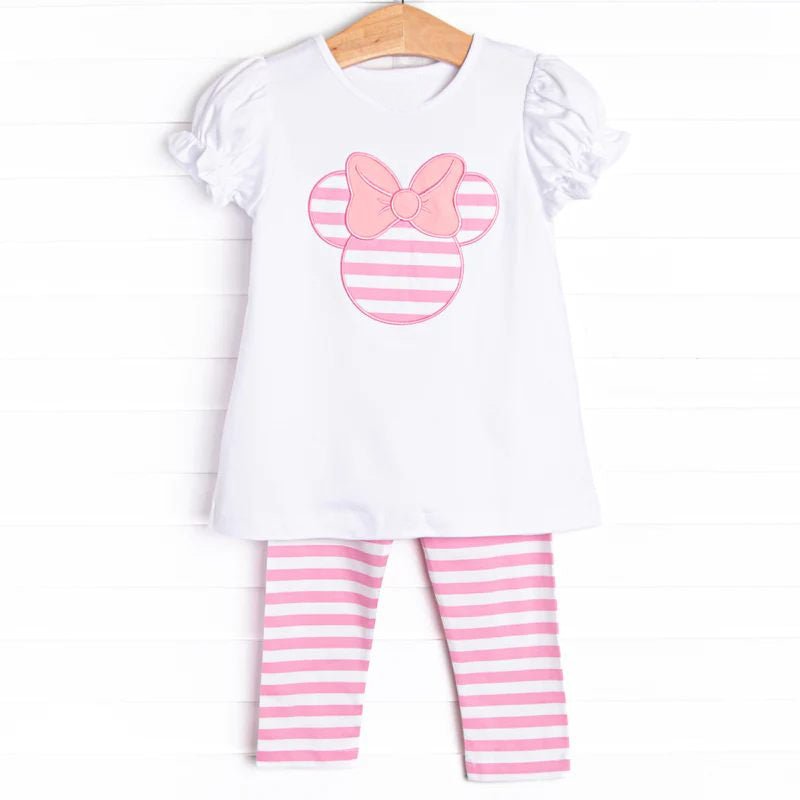 GSPO1198 baby girl clothes embroidery cartoon mouse pink outfits fall spring outfit