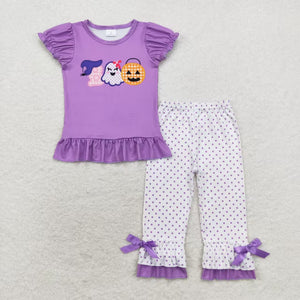 GSPO1647 RTS baby girl clothes pumpkin ghost girl fall pant  halloween sets (print svg)