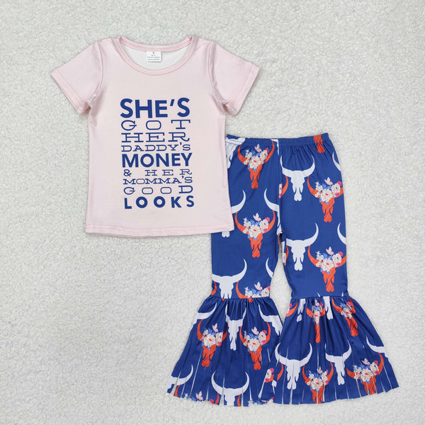 GSPO1720 RTS  toddler girl clothes girl bell bottom set