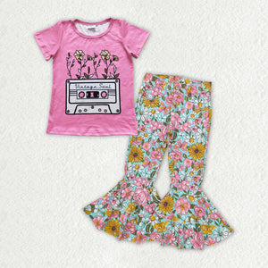 GSPO1769 Toddler girl clothes girl jeans set floral fall spring outfit