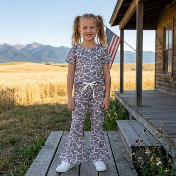 RTS GSPO1889 toddler girl clothes camo girl spring fall pants set outfit