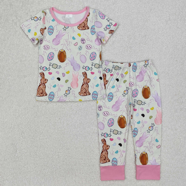 GSPO1960 RTS girl easter outfit bunny pants set girl easter pajamas set