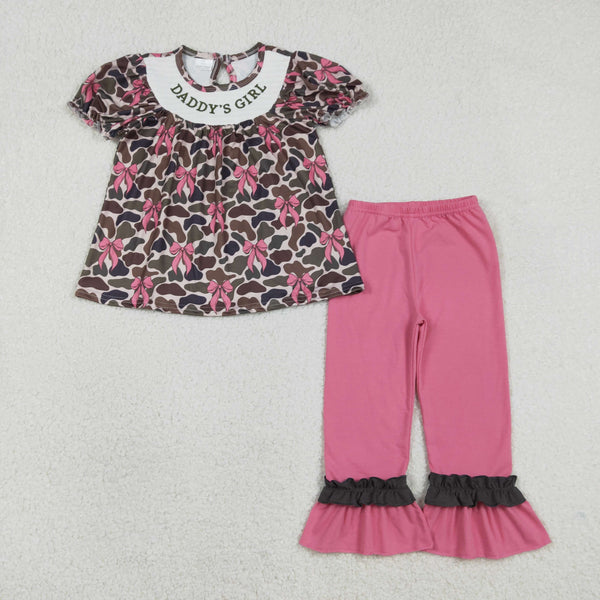 RTS GSPO2025 toddler girl clothes bow camo daddy's girl smock girl spring fall outfit