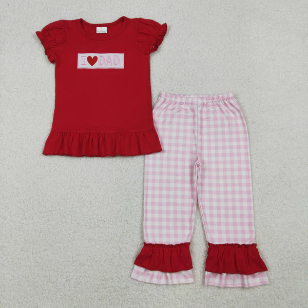 GSPO2072 RTS toddler girl clothes I love dad embroidery girl pants set