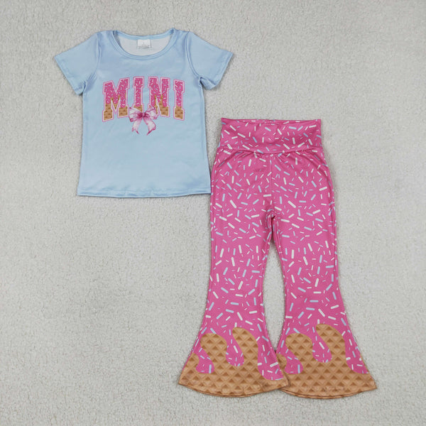 GSPO2107 RTS  toddler girl clothes mini girl bell bottom set spring fall outfit