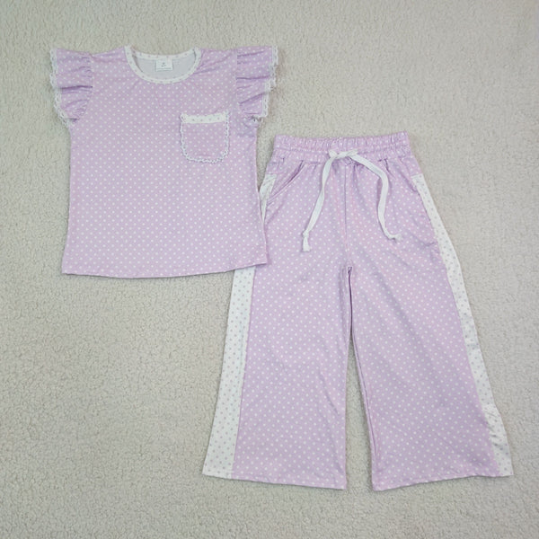 RTS GSPO2328 toddler girl clothes purple pockets girl spring fall loose pant set
