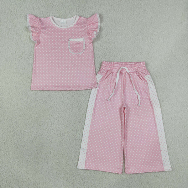 RTS GSPO2330 baby girl clothes pink  girl spring outfit loose pant spring summer outfit