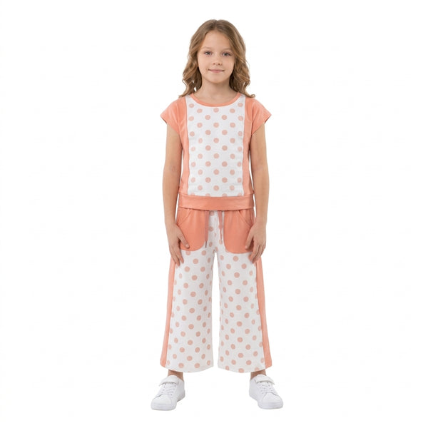 RTS GSPO2333 toddler girl clothes polka dot color block short sleeve yoga outfit