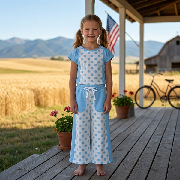 RTS GSPO2334 toddler girl clothes polka dot print girl winter set yoga clothes