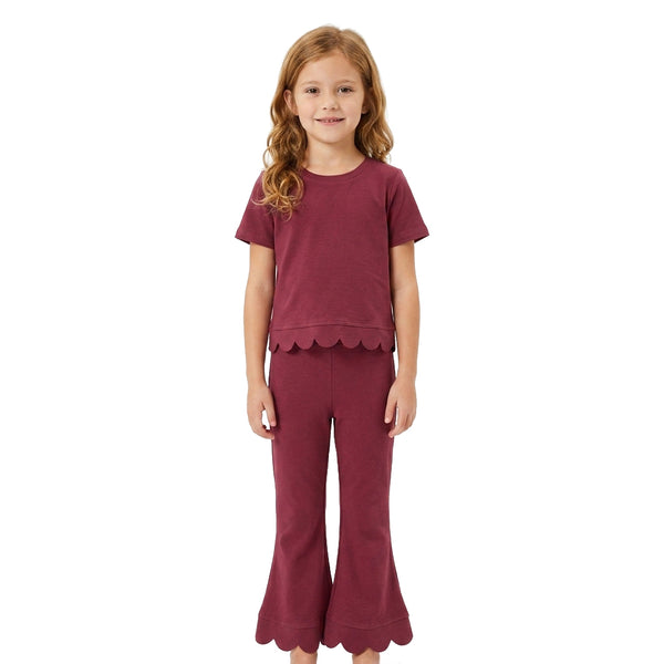 RTS GSPO2341 scallop bundle baby girl clothes cotton toddler girl short sleeve scallop pants outfit