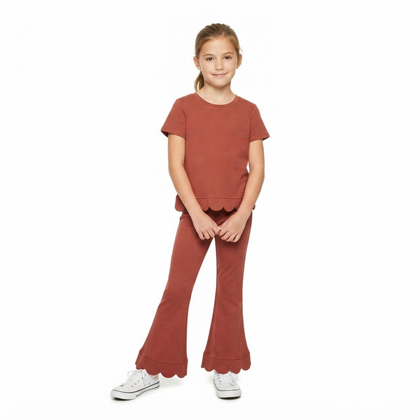 RTS GT1777 toddler girl clothes solid brown short sleeve top