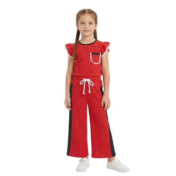 RTS GSPO2370 baby girl clothes red  polka dot spring fall pants set loose pant outfit