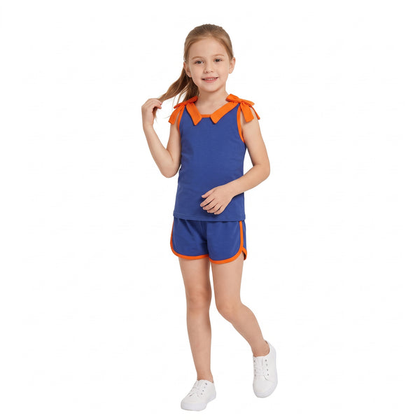 RTS GSSO3857 baby girl clothes solid print sleeveless short pant outfit