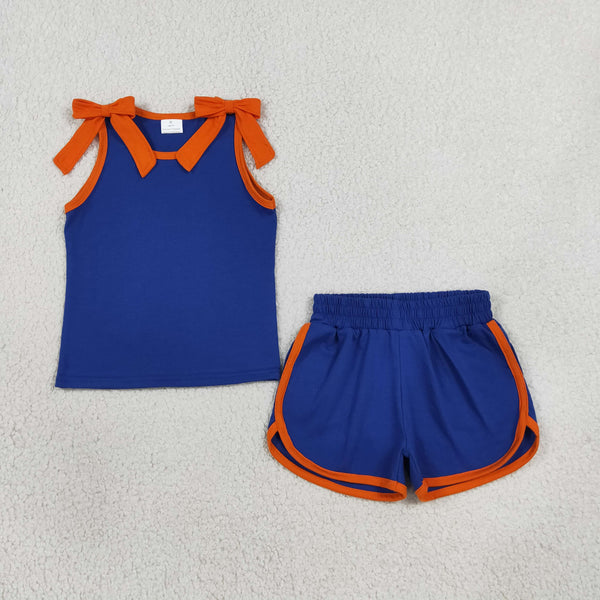 RTS GSSO3857 baby girl clothes solid print sleeveless short pant outfit