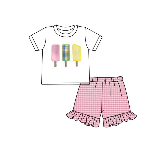 GSSO0157 baby girl clothes summer outfits popsicle girl summer shorts set