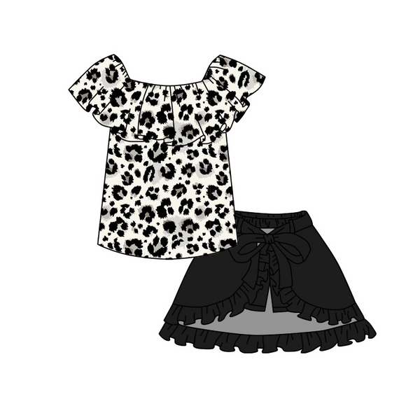 GSSO0183 kids clothes girls black leopard skirt summer outfits