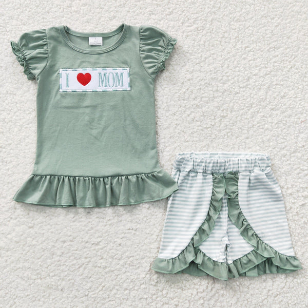 RTS Matching kids clothing embroidery i mom print clothing baby summer clothing-2026.4.18