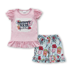 GSSO0260 RTS girl summer shorts set county fair outfit