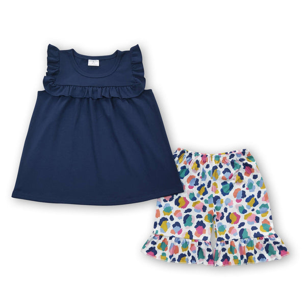 GSSO0298 baby girl clothes navy girl summer shorts set