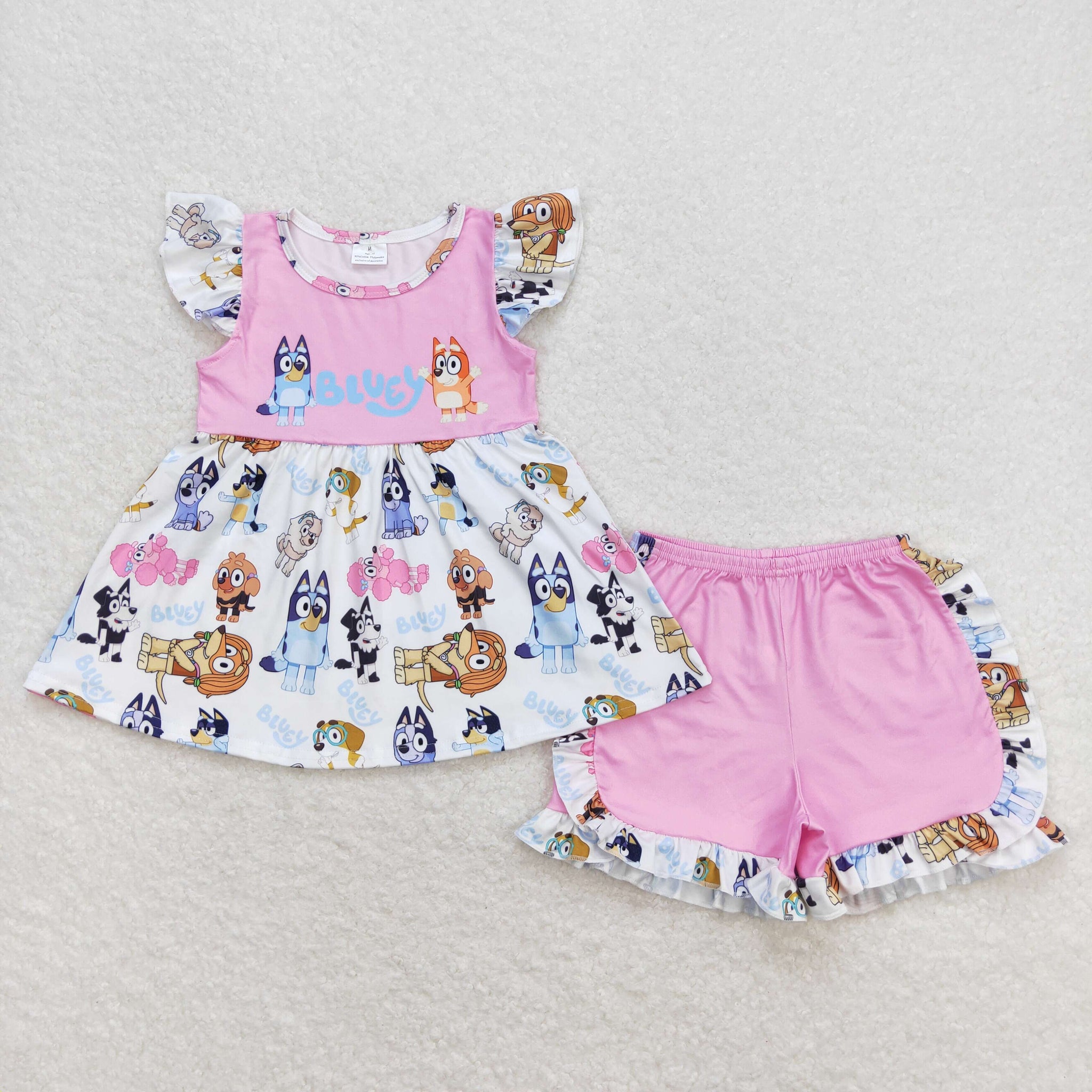 GSSO0388  baby girl clothes pink cartoon dog toddler girl summer outfit