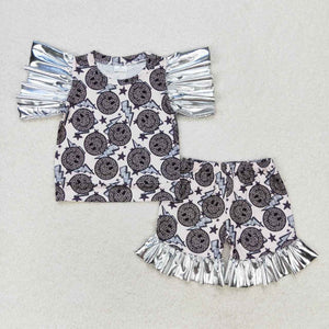 GSSO0521 RTS baby girl clothes girl smiling leopard print summer outfits