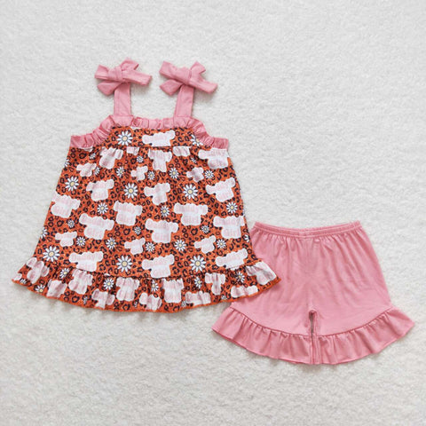 GSSO0568 RTS baby girl clothes daddy?¡¥s girl leopard print girl summer outfits mother's day clothes