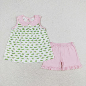 GSSO0654 RTS baby girl clothes crocodile toddler girl summer outfit