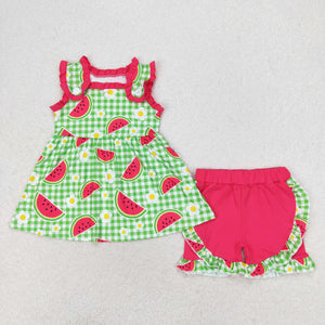 GSSO0701 RTS baby girl clothes watermelon toddler girl summer outfits