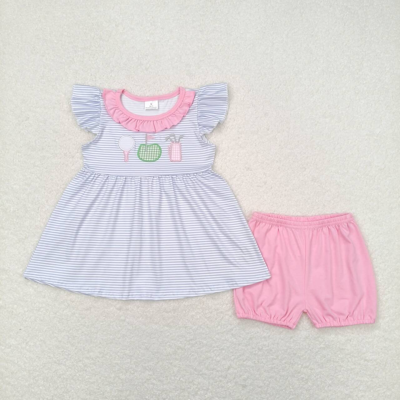 GSSO0767 RTS baby girl clothes embroidery golf toddler girl summer outfit