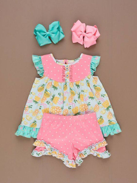 GSSO0782 RTS baby girl clothes lemon toddler girl summer outfits