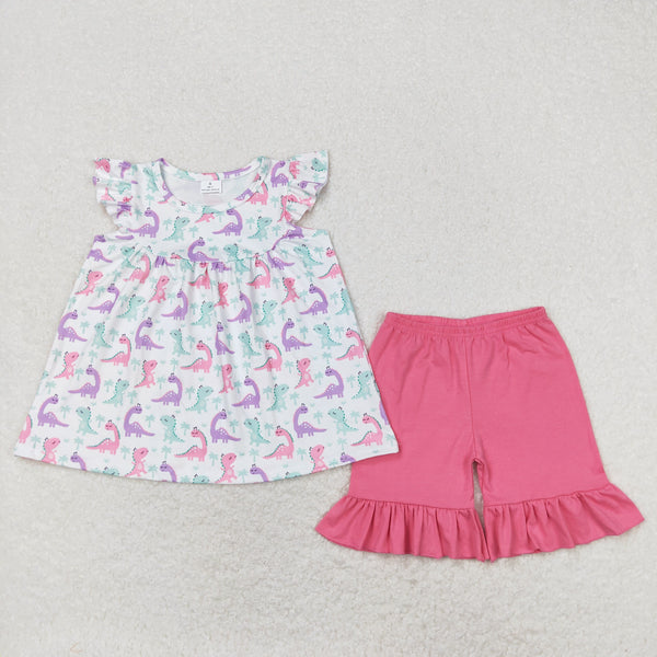 GSSO0787 RTS baby girl clothes dinosaur toddler girl summer outfits