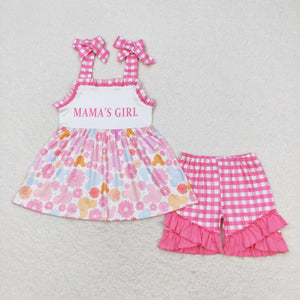 GSSO0819 RTS baby girl clothes mama?¡¥s girl flower toddler girl summer outfits mother's day clothes  ¡ꡧprint¡ê?