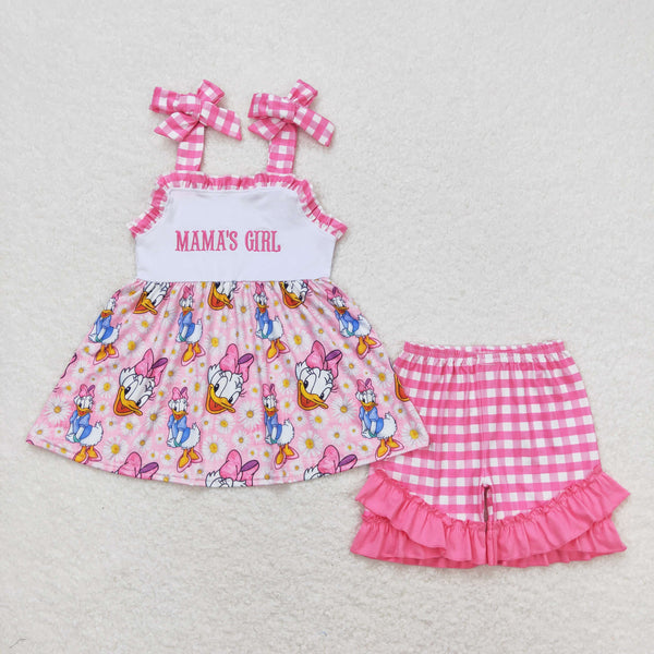 GSSO0820 RTS baby girl clothes mama?¡¥s girl cartoon duck toddler girl summer outfits mother's day clothes embroidery