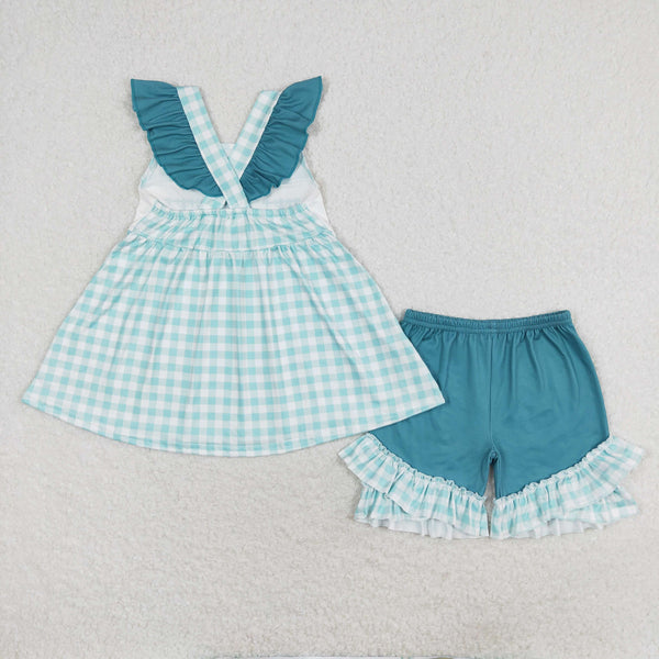 GSSO0847 RTS baby girl clothes lineman toddler girl summer outfits ¡ꡧprint¡ê?