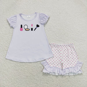 GSSO0862 RTS baby girl clothes make up girl summer shorts set toddler summer clothes