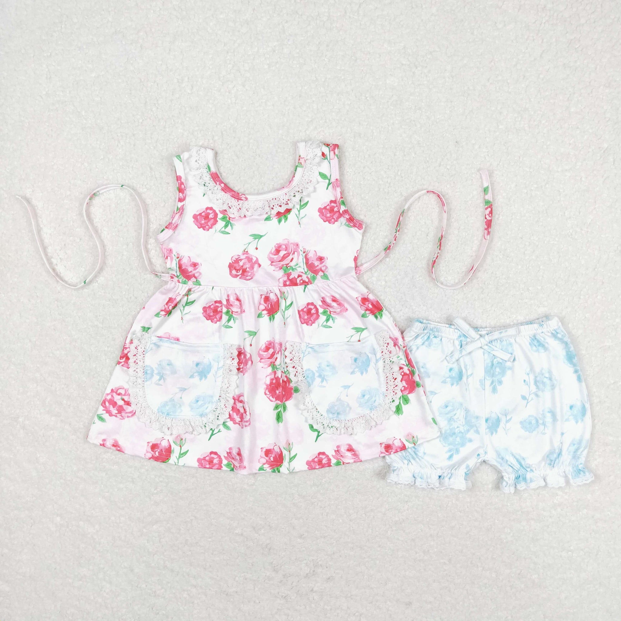 GSSO0882 RTS baby girl clothes pink roses toddler girl summer outfits