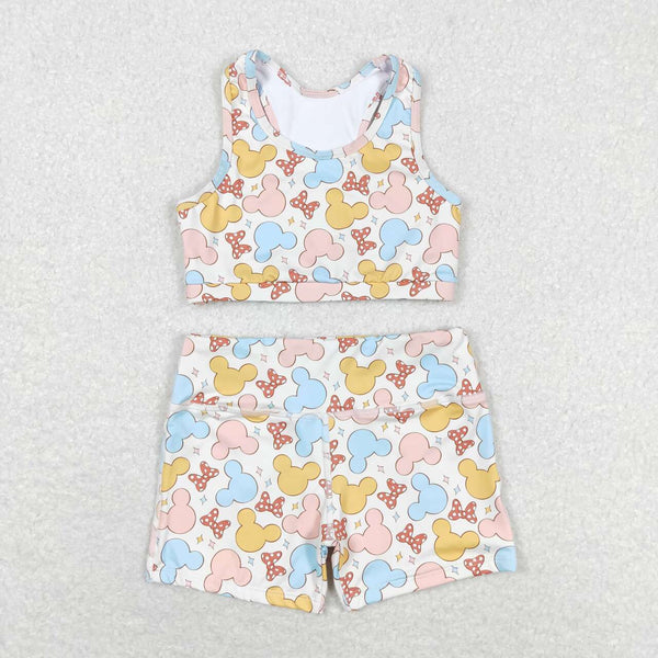 GSSO0899 RTS baby girl clothes cartoon mouse toddler girl summer outfit swim suit bathing suit beach wear