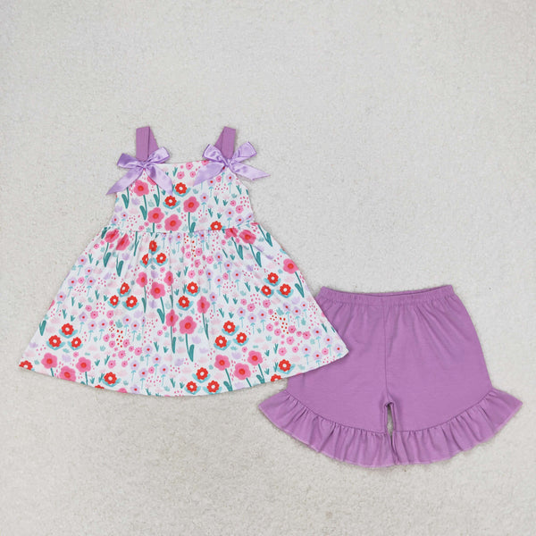 GSSO0992 RTS baby girl clothes floral toddler girl summer outfits