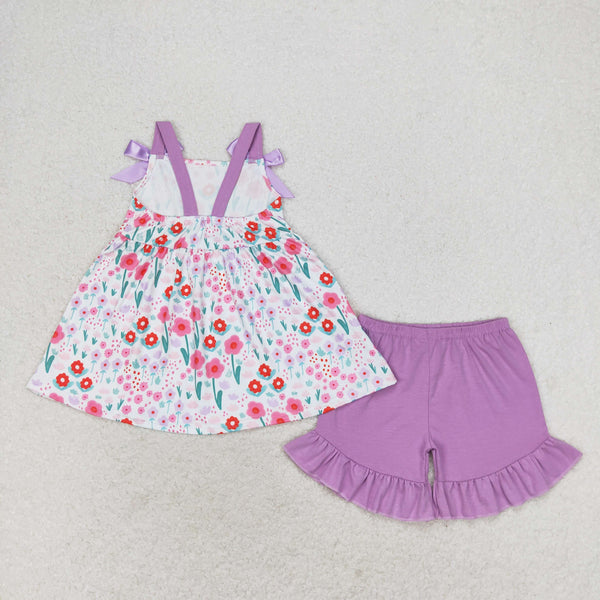 GSSO0992 RTS baby girl clothes floral toddler girl summer outfits