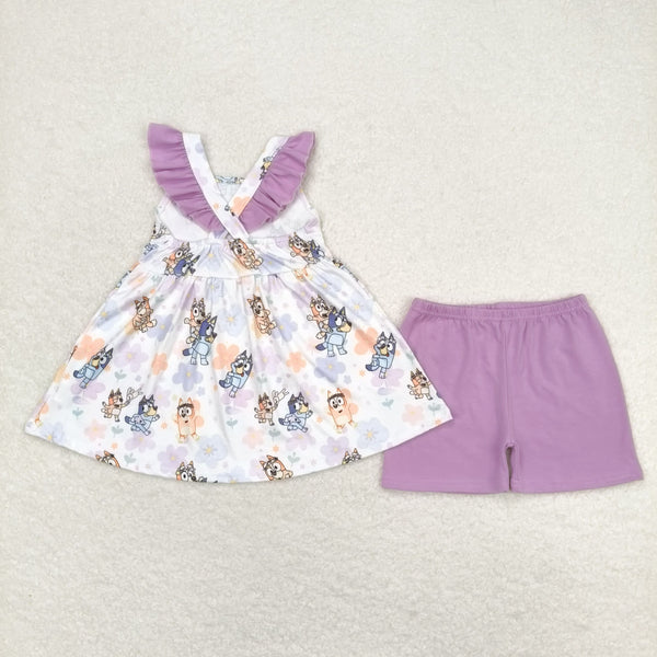 GSSO0998 RTS baby girl clothes cartoon dog toddler girl summer outfits