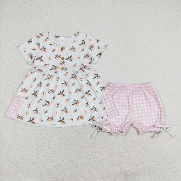 GSSO1000 RTS baby girl clothes peach toddler girl summer outfits