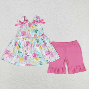 GSSO1007 RTS baby girl clothes flower toddler girl summer outfits