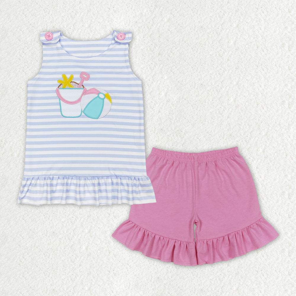 GSSO1102 RTS baby girl clothes beach toddler girl summer outfit ¡ꡧembroidery¡ê?