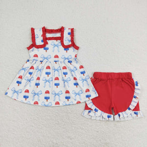 GSSO1152 RTS baby girl clothes 4th of July patriotic toddler girl summer outfit