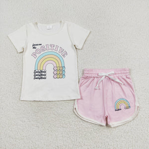 GSSO1175 RTS baby girl clothes rainbow toddler girl summer outfit