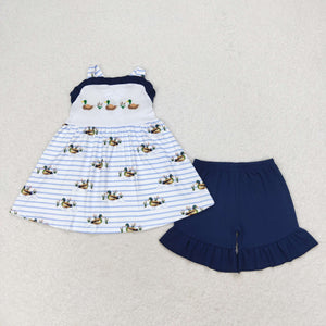 GSSO1189 RTS baby girl clothes mallard toddler girl summer outfit embroidery