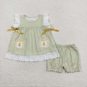 GSSO1196 RTS baby girl clothes flower toddler girl summer outfit